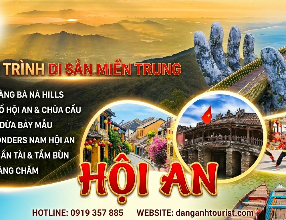 ĐỒNG HỚI–ĐÀ NẴNG–PHỐ CỔ HỘI AN-SHOW DIỄN THỰC CẢNH  KÝ ỨC HỘI AN-RỪNG DỪA BẢY MẪU-VINWONDER NAM HỘI AN–BẢO TÀNG CHĂM–NÚI THẦN TÀI